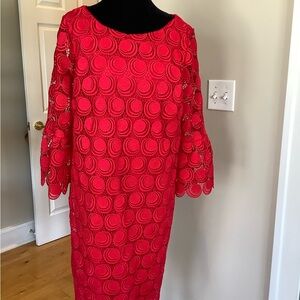 Talbots Vibrant Red Long Sleeve Dress